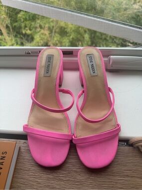 Steve Madden Hot Pink Double Strap Block Heel Sandals